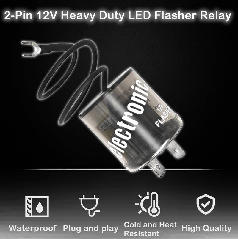 Formiden 2-Pack 2-Pin LED Flasher Relay with Ground Wire & Connector Pigtail Harness - 12V Universal Car Flasher Relay for Fixing LED Turn Signal Flickering - Compatible with Car, Truck, SUV - Image 3